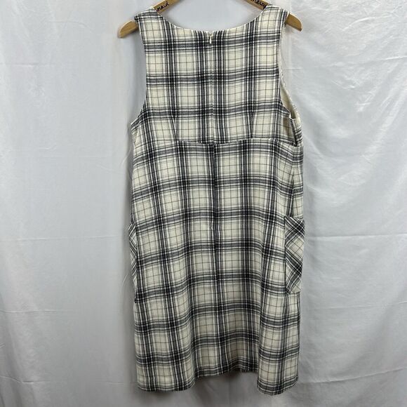 Mossimo Sheath Dress Large White Black Plaid Overall Wool Pockets Buttons School - Picture 9 of 12
